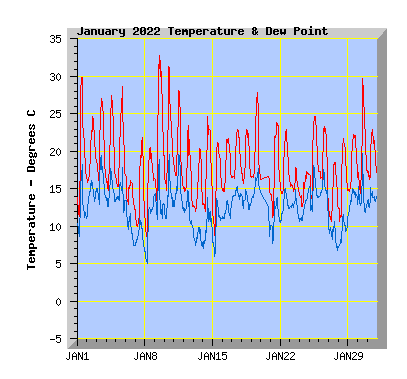 January 2022  Temperature Graph