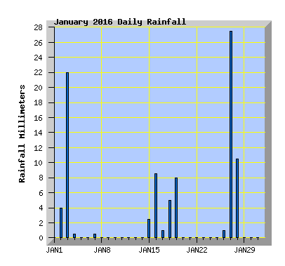 January 2016 Rainfall Graph