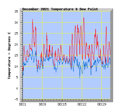 December 2021  Temperature Graph